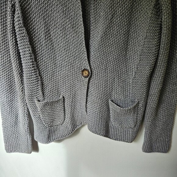 Fabiana Filippi Textured Knit Cardigan Women's Sz L Grey Cotton Designer Italy - Picture 3 of 9